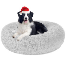 Nepfaivy Donut Dog Bed Medium, Calming Large Dog Pet Bed, 70x70cm | Soft Plush Anti Anxiety XL Dog Bed for Large Dogs