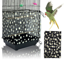 Adjustable Bird Cage Cover, Bird Cage Seed Catcher, Soft Nylon Mesh Net with Daisy Pattern