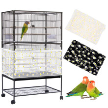 2Pcs Large Bird Cage Cover, Bird Cage Seed Catcher, Adjustable Soft Nylon Mesh Net with Daisy Pattern