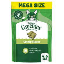 Greenies Cat Treats, Feline Veterinarian-Recommended Adult Natural Dental Treats, Catnip Flavor, 4.6 oz. Pouch | #1 vet-recommended