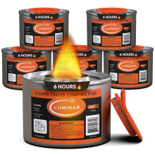 Luminar Resealable-Wick Chafing Fuel Cans, 6 Pack, 6 Hour - Premium Quality Burners for Food Warmers - No More Spills, Waste, or Hassle