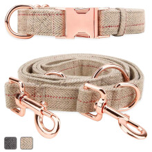 Rose Gold Dog Collar and Lead(2m) Set | Exceptionally Elegant & Adjustable | 3 Adjustable Lengths Dog Leash
