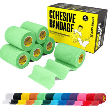 SPORTTAPE 6 Rolls Self-Adhesive Cohesive Bandage, 7.5cm x 4.5m, Mint Green | Compression & Vet Wrap for Dogs, Horses