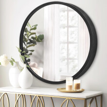 JJUUYOU Round Wall Mirror Black Circular Mirror for Bathroom Vanity Mirrors Small Circle for Wall Metal Frame Make up Mirrors for Entryway Living
