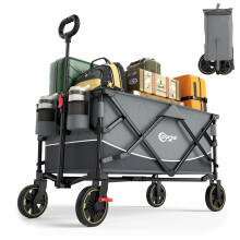 Portal Festival Trolley on Wheels Camping Trolley Cart with Brakes Heavy Duty Beach Wagon Pull along Collapsible Hand Truck Trailer Buggy for Picnic