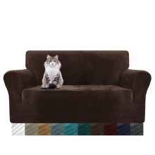 MAXIJIN Thick Velvet Sofa Covers 2 Seater Super Stretch Non Slip Loveseat Covers for Living Room Dogs Cat Pet Plush Love Seat Couch Slipcovers