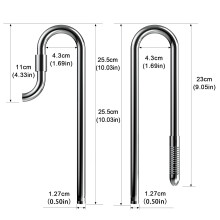 FZONE 10-Inch Mini Stainless Steel Lily Pipe Inflow and Outflow Work with 12/16mm Filter Hoses, Ideal for Aquarium Plant Tanks