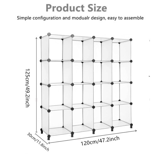 AWTATOS Bookcase 16 Cube Storage Unit Bookshelf Cube Storage DIY Cube Unit | Stackable Storage Cube Shelves 2