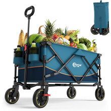 Portal Festival Trolley on Wheels Camping Trolley Cart with Brakes Heavy Duty Beach Wagon Pull along Collapsible Hand Truck Trailer Buggy for Picnic