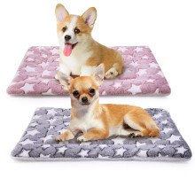 MICOOYO 2Pcs Dog Crate Bed Mattress, Fleece Pet Cushion Bed Mat, Washable Cat Cushion Pad for Small Dog Cat Puppy(Star, 69x52 cm)