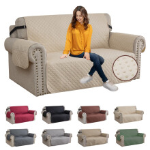 XINEAG Quilted Sofa Covers 2 Seater, Water Resistant Loveseat Covers Sofa Slipcovers with Pockets, Non Slip Sofa Cover for Dogs Pets