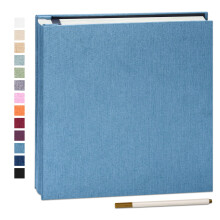 Photo Album Self Adhesive Book 40 Pages 33x32cm Sky Blue | Linen Cover, Scrapbook Album, 4X6 8X10 Photos, Metallic Pen