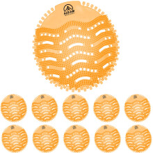 Urinal Screens Deodorizer 10 Packs, Urinal Mats Pads Orange Citrus Scented | Anti-Splash Urinal Cake, Lasting Odor Freshener Urinal Blocks