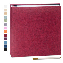 Photo Album Self Adhesive Book 40 Pages 33x32cm Red | Linen Cover, Scrapbook Album, 4X6 8X10 Photos, Metallic Pen, Save Baby Growth Wedding Travel