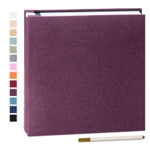 Photo Album Self Adhesive Book 40 Pages 28x27cm Purple | Linen Cover, Scrapbook Album, 4X6 8X10 Photos, Metallic Pen, Wedding Baby Growth Travel