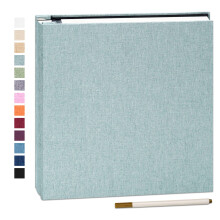 Photo Album Self Adhesive Book 40 Pages 28x27cm Turquoise | Linen Cover, Scrapbook Album, 4X6 8X10 Photos, Metallic Pen, Wedding Baby Growth Travel
