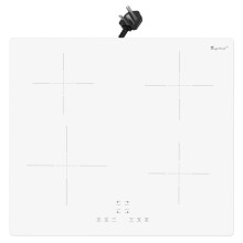 Induction Hob 4 Zone, Plug-in Electric Induction Cooker, Built-in 60cm Cooktop with Touch Controls, Crystal White Glass Panel,13Amp 2800W