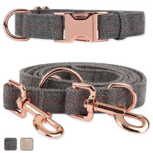 Rose Gold Dog Collar and Lead(2m) Set | Exceptionally Elegant & Adjustable | 3 Adjustable Lengths Dog Leash