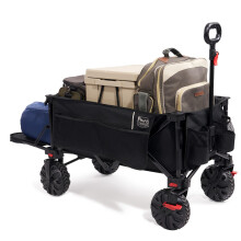 TIMBER RIDGE Festival Trolley 300L with Brakes, Folding Beach Trolley Cart with Tailgate