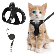 Cat Harness and Lead Set for Walking Escape Proof, Adjustable Kitten Vest Harness Reflective Soft Mesh Puppy Vest for Outdoor, Comfort Fit