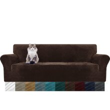 MAXIJIN Thick Velvet Extra Large Sofa Covers 4 Seater Super Stretch Non Slip Oversized Couch Cover for Dogs Cat Pet 1-Piece XL Sofa Slipcover Elastic
