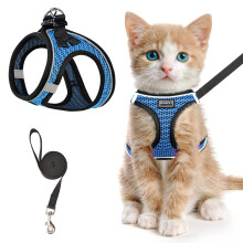 Cat Harness and Leash for Walking Escape Proof, Adjustable Kitten Vest Harness Reflective Soft Mesh Puppy Harness for Outdoor, Comfort Fit