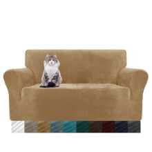 MAXIJIN Thick Velvet Sofa Covers 2 Seater Super Stretch Non Slip Loveseat Covers for Living Room Dogs Cat Pet Plush Love Seat Couch Slipcovers