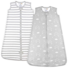 Organic Cotton Baby Sleeping Bag 0.5 TOG Wearable Blanket Sleep Sack 2-Pack | Breathable, Lightweight