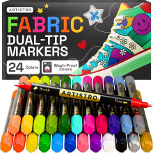 ARTISTRO 24 Fabric Markers - Dual-Tip Fabric Markers Permanent for Clothes