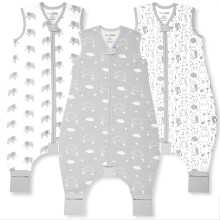 Organic Cotton Toddler Sleeping Bag with Legs 0.5 TOG Sleep Sack 3-Pack | Breathable