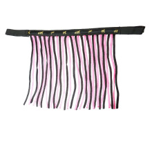 Fly Fringe for Horses, Fly Mask with Fringes and Fastening, Fly Cover for Shetty, Pony, Cob, Warmblood, Kb (Thoroughbred (Cob), Black-Pink)