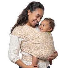 Boba Baby Wrap Carrier - Stretch Cotton Newborn Sling, Sand Leopard | Breathable, Hands-Free Babywearing Carrier Wrap; ergonomic
