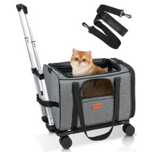 Morpilot Cat Carrier with Wheels Airline Approved, Pet Dog Carrier with Wheels for Small Dogs