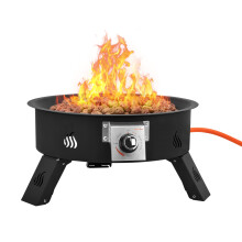 Onlyfire Portable Propane Gas Fire Pit with 4kg Lava Rock | Height Adjustable Gas Firebowl with UK Regulator