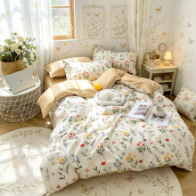 Loussiesd Floral Printed Duvet Cover For Kids Girls Women Yellow Flowers Bedding Set Pattern Comforter Cover Nature Botanical Theme Quilt Cover