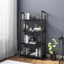 VERMESS Industrial Bookshelf, 4-Tier 24inch Shelving Unit Wood Bookcase with Open Shelves