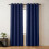 (Navy Blue) 66x84 Dual Panel Blackout Curtains Pair with Tie Backs Ringtop Eyelet Ready Made Drapes 1