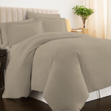 Pizuna 100% Cotton Emperor Duvet Cover Set Simply Taupe, 400 Thread Count Long Staple Cotton Duvet Cover 285x240cm