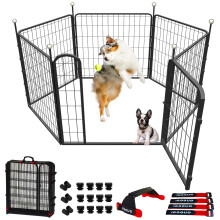 Dog Playpen Indoor/Outdoor 81.3cm High, Portable Dog Playpen with Easy-Carry Straps,6 Panels Dog Pen Play Pen for Small/Medium Dogs,Rustproof Pet