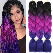 3Packs Colourful Braids Hair Extension,24Inch Synthetic Braiding Fake Hair