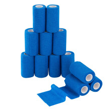 Cohesive Bandages Vet Wrap, Elastic Self Adhesive Bandage Tape for Wrist & Ankle Protection (Blue, 10cm x 4.5m)