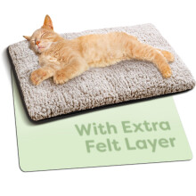 Knupis Self Heating Cat Bed 60 x 45 cm - Cats Blanket Soft & Cuddly - Noise Dampening - Washable Cover - With Non-Slip Underside (Brown)