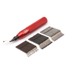 AFA Tooling Deburring Tool, 31 HSS Blades, Red CNC Anodized Aluminum Handle | Built for 3D printing, metal, PVC, copper