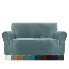 MAXIJIN Thick Velvet Sofa Covers 2 Seater Super Stretch Non Slip Loveseat Covers for Living Room Dogs Cat Pet Plush Love Seat Couch Slipcovers