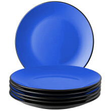 MIAMIO - Plate Set Ceramic/Dinner Plates Set of 6 - Le Papillon (Blue) | Ceramic Plate Set (26cm), Plates for Main Dishes, Big Plates