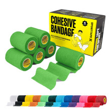 SPORTTAPE 6 Rolls Self-Adhesive Cohesive Bandage, 7.5cm x 4.5m, Green