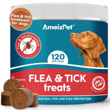 AmeizPet Flea & Tick Support Soft Chews for Dogs, 120 Treats, 270g | Natural Formula, Daily Supplement, Skin & Coat Care, All Breeds & Sizes