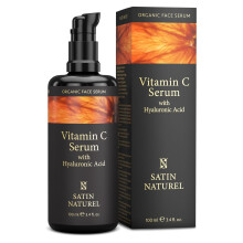 Satin Naturel Vitamin C Serum with Hyaluronic Acid 100 ml | Anti-Ageing Face Serum with Vitamin C, Hyaluronic Acid and Organic Aloe Vera
