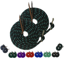 Majestic Ally 14' Pack of 2 Poly Training Lead Rope with Leather Popper for Horses & Livestock - 14 Foot Long and 5/8 inch Thick