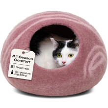 MEOWFIA Cat Cave - Merino Wool Bed for Indoor Cats (Rose Gold, Large) | Cat Bed Enclosure, Premium Felt, Handmade, Super Soft, Lightweight